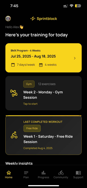 Personalised Daily BMX Programmings